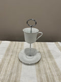 Vintage Two-Tier Plate Stand - White details with Silver Edging