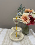 Vintage Three-Tier Plate Stand - Pink Florals with Gold Hardware
